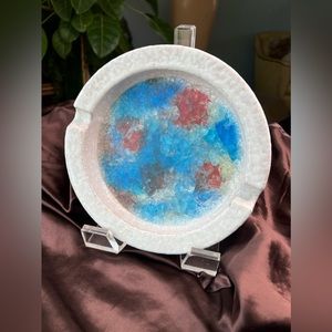 Vintage 1950s Aldo Londi For Bitossi Italy Ceramic Ashtray W/ Glass Mosaic Inlay